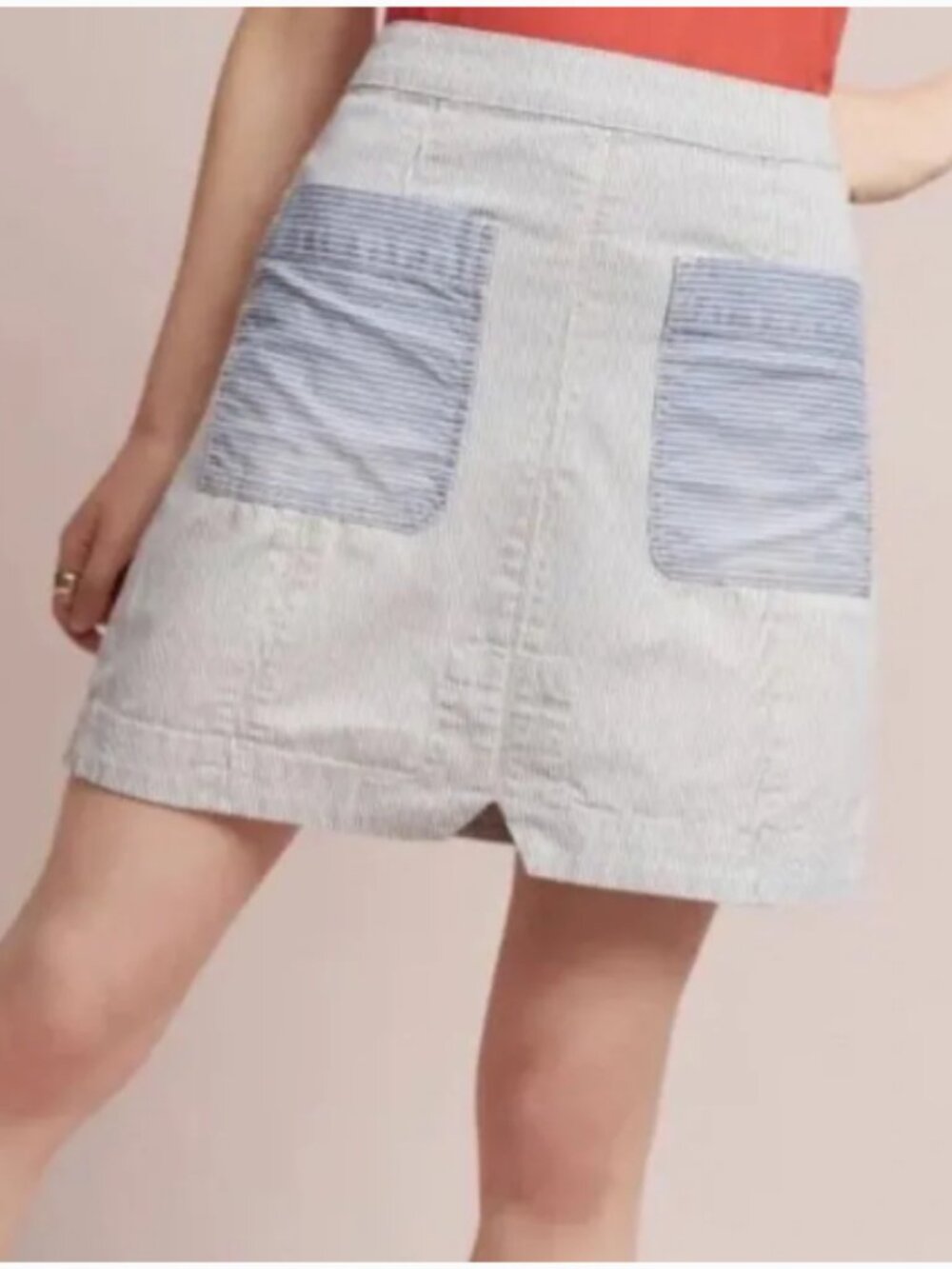 Anthropologie Pilcro Blue and White Striped Mini Skirt